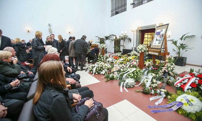 Fotografie z pohřbu tenistka Jany Novotné v roce 2017 v brněnském krematoriu.