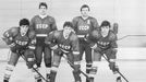 MS v hokeji 1985 v Praze: Sovětská pětka (zprava) Vladimir Krutov, Vjačeslav Fetisov, Igor Larionov, Alexej Kasatonov, Sergej Makarov.