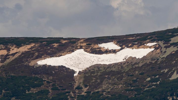 V Krkonoších roztálo sněhové pole zvané Mapa republiky o týden dříve než loni; Zdroj foto: ČTK