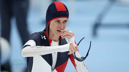 Martina Sáblíková v závodě rychlobruslařek na 5000 m na ZOH v Pekingu 2022