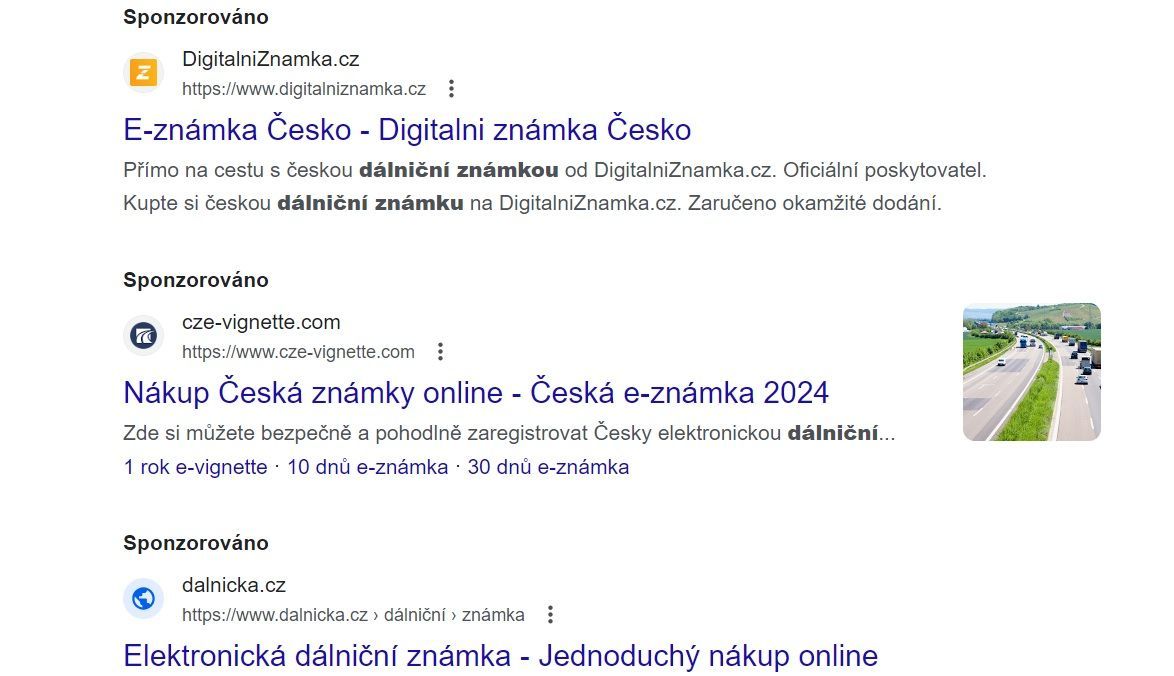 Ceny dálničních známek