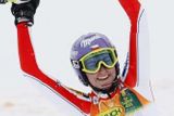 Šárka Záhrobská v cíli slalomu v americkém Aspenu.