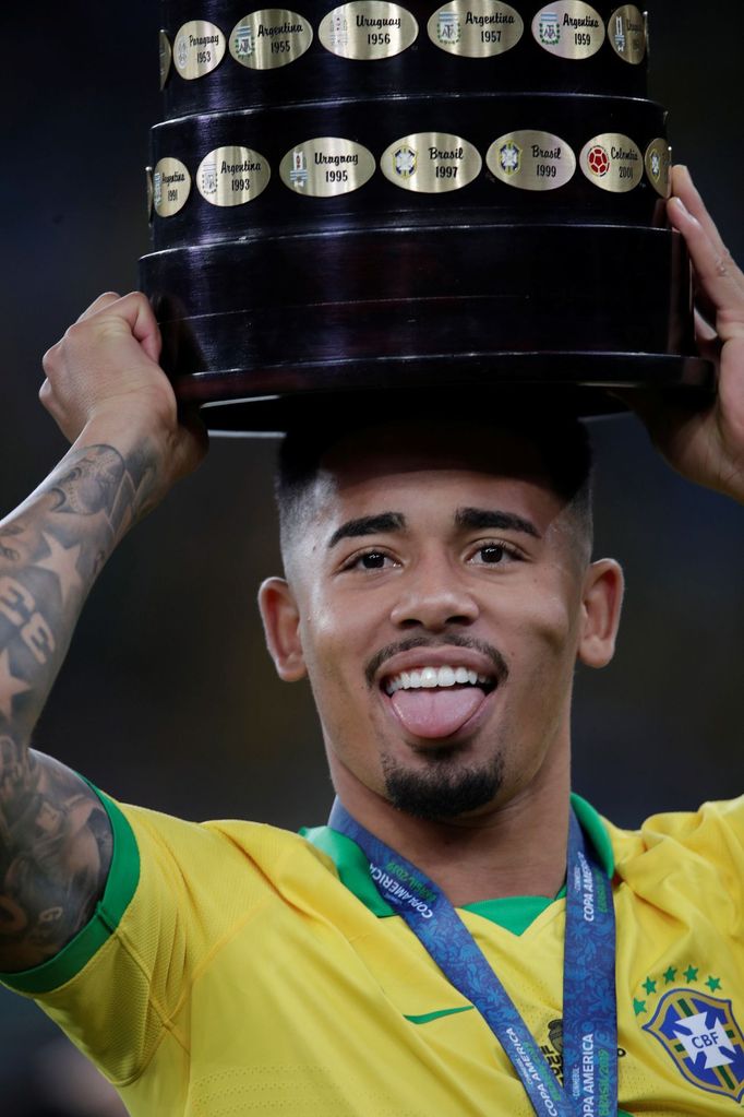 Soccer Football - Copa America Brazil 2019 - Final - Brazil v Peru - Maracana Stadium, Rio de Janeiro, Brazil - July 7, 2019    Brazil's Gabriel Jesus celebrates winning