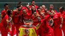 Tennis - Davis Cup Finals - Final - Caja Magica, Madrid, Spain - November 24, 2019   Spain's Rafael Nadal takes a selfie with team mates after winning the Davis Cup final