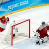 OH 2022, Peking, hokej, Česko - Dánsko, Dánové slaví gól