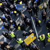 Lufthansa pilots take part in demonstration during strike action at Fraport airport in Frankfurt