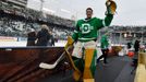 Jan 1, 2020; Dallas, TX, USA; Dallas Stars goaltender Ben Bishop (30) celebrates as he walks off the ice after defeating the Nashville Predators in the 2020 Winter Classi