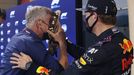 David Coulthard a pilot Red Bullu Max Verstappen po kvalifikaci na VC Bahrajnu 2021