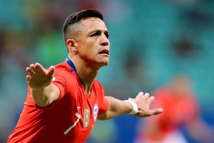 Copa América 2019, Chile - Ekvádor: Chilan Alexis Sánchez slaví gól na 2:1.