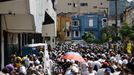 Soccer Football - Death of Brazilian soccer legend Pele - Vila Belmiro Stadium, Santos, Brazil - January 2, 2023 Mourners queue to pay their respect to Brazilian soccer l