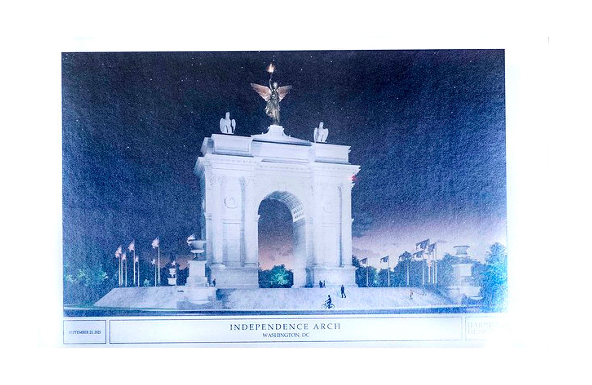 Donald Trump, USA, Washington, vizualizace, Vítězný oblouk, večeře, sponzoři