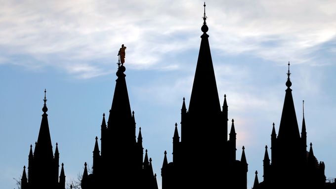 Pohled na mormonský chrám v Salt Lake City.