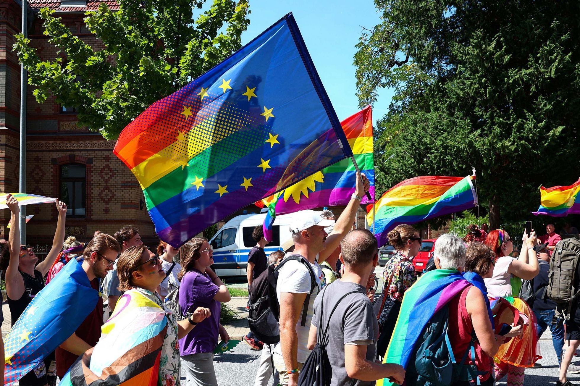 Německo, Budyšín, LGBT, neonacisté, demonstrace