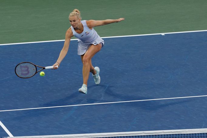 Kateřina Siniaková při utkání 1. kola US Open 2025