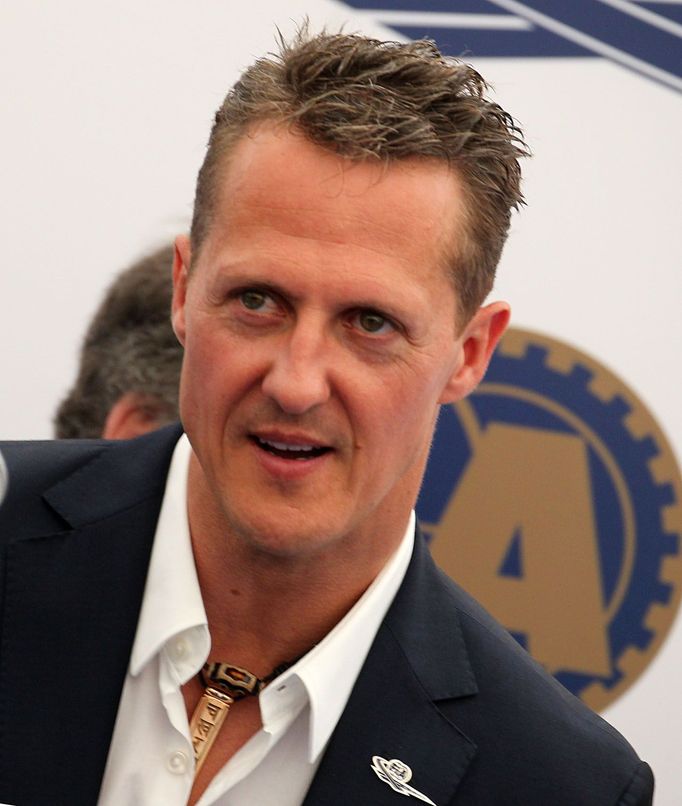 Michael Schumacher při příležitosti převzetí Zlatého volantu a tiskové konference.