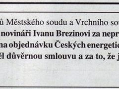 Inzerát, který si Miloš Zeman na základě výroku soudu musel koupit