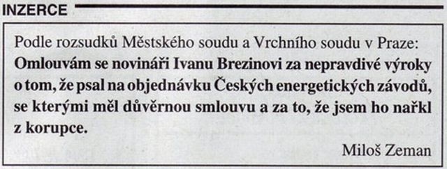 Zemanova omluva