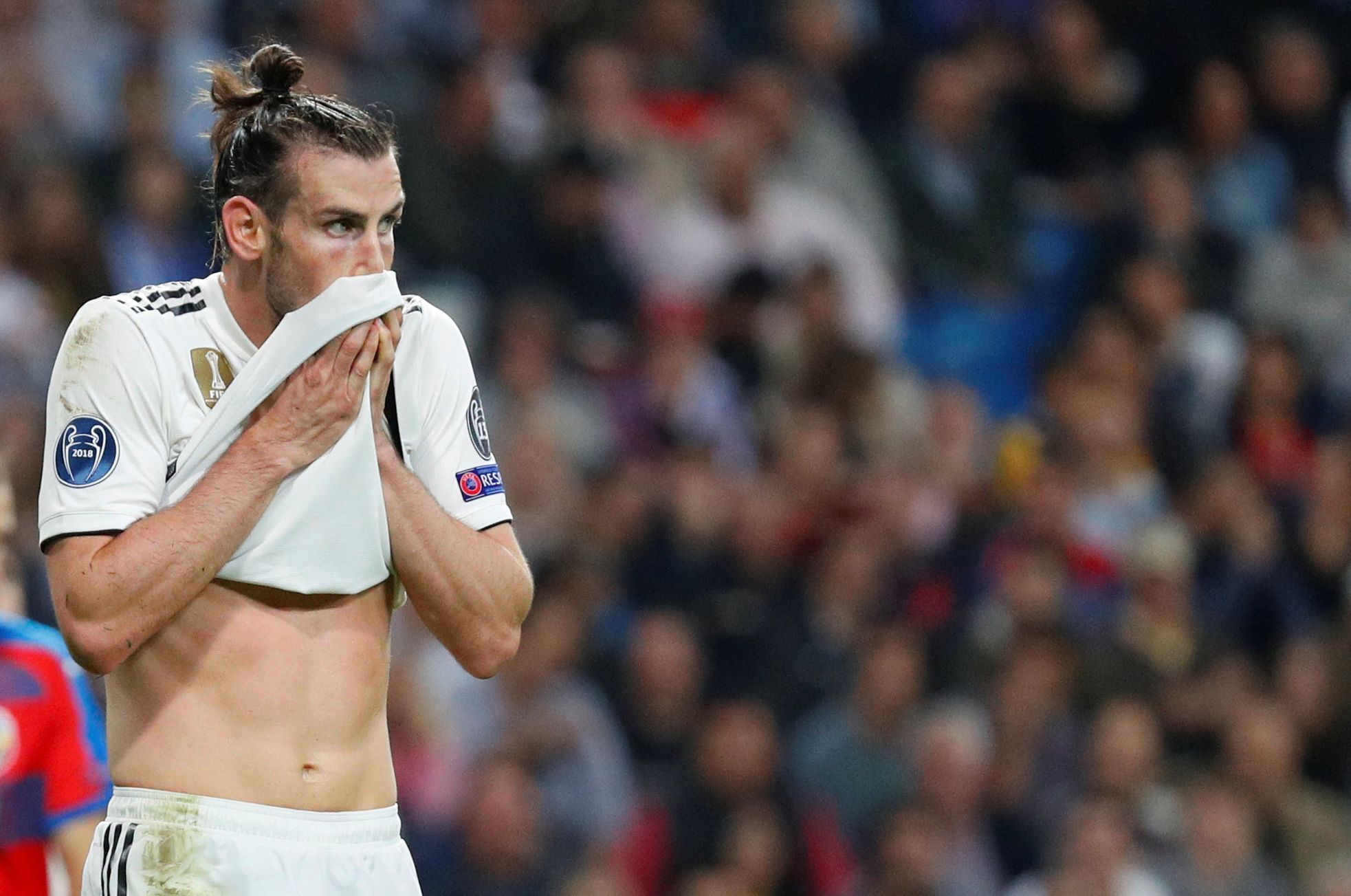 Gareth Bale v zápase Ligy mistrů Real Madrid - Viktoria Plzeň.