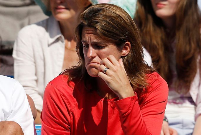 Britain's Andy Murray's newly appointed coach Amelie Mauresmo watches his match against Czech Republic's Radek Stepanek at the Queen's Club Championships in west London J