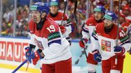 Jakub Flek slaví gól v zápase MS 2025 Česko - Německo