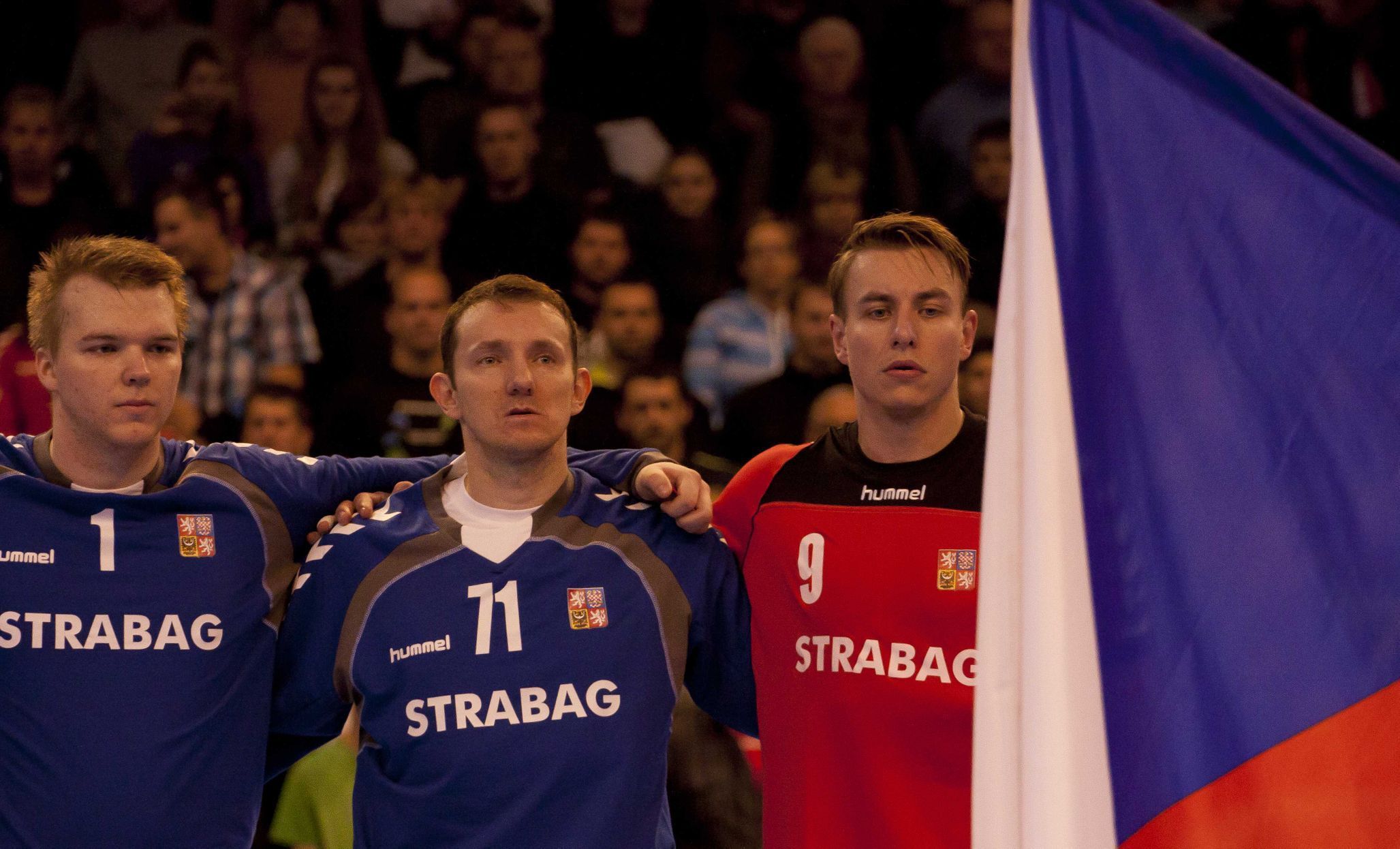 Čeští házenkáři v kvalifikačním utkání na ME 2014 proti Izraeli.