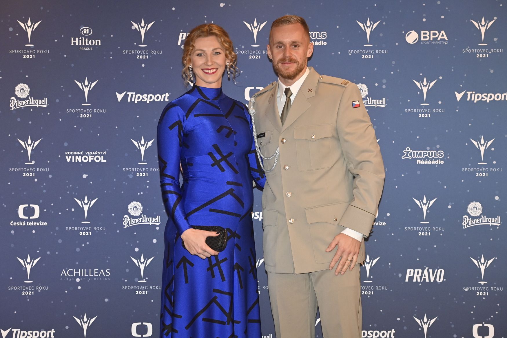 Oštěpař Jakub Vadlejch a jeho manželka Lucia Vadlejchová na vyhlášení ankety Sportovec roku 2021.