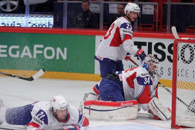 Hokej, MS 2013: Česko - Norsko: Tomáš Fleischmann a Ondřej Pavelec