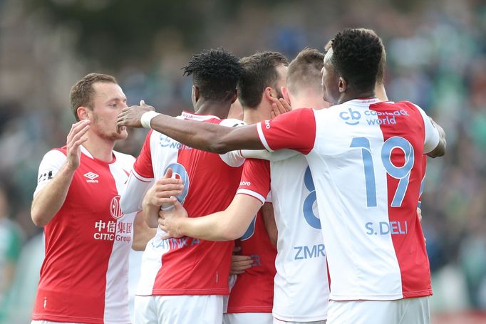 Radost Slavie v zápase 23. kola první ligy Bohemians 1905 - Slavia