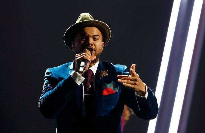 Singer Sebastian representing Australia performs during a dress rehearsal for the upcoming 60th annual Eurovision Song Contest In Vienna