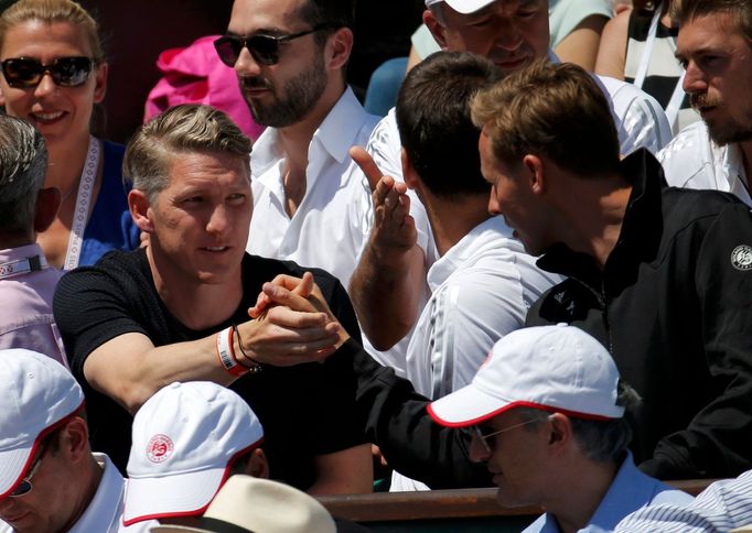 French Open 2015: Bastian Schweinsteiger (vlevo), přítel Any Ivanovičové