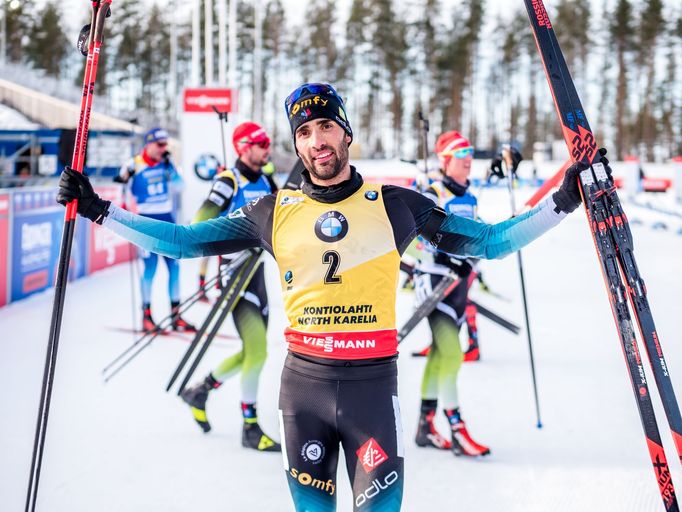 Martin Fourcade ve stíhacím závodě mužů v rámci SP v Kontiolahti