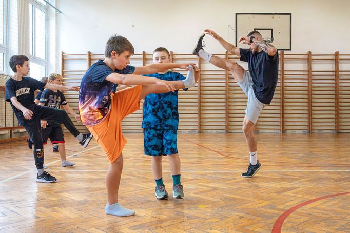 Jakub Pančík na lekci parkouru.