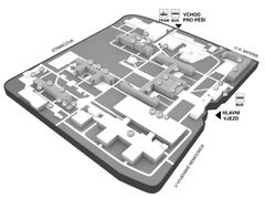 Mapa areálu Ústřední vojenské nemocnice, kde se léčí prezident Miloš Zeman. Je hospitalizovaný v objektu CH2.