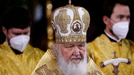 Patriarcha Kirill v moskevské Katedrále Krista Spasitele.