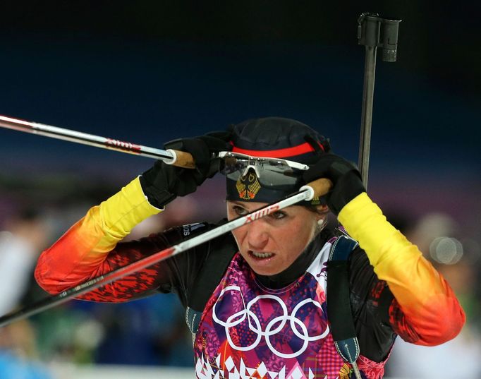 Soči 2014, biatlon hromadný start Ž: Andrea Henkelová, Německo