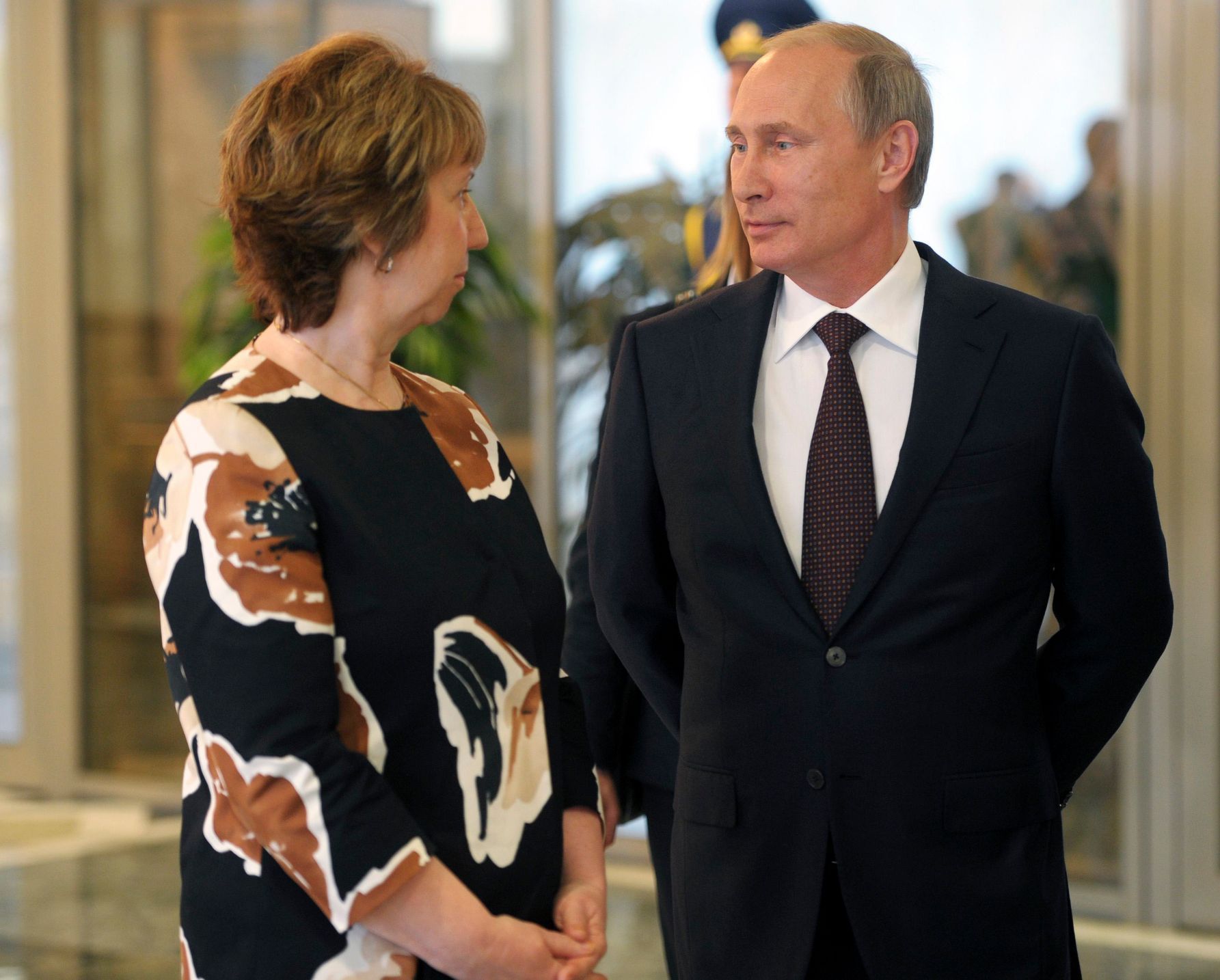 Russian President Putin talks to European Union foreign policy chief Ashton in Minsk