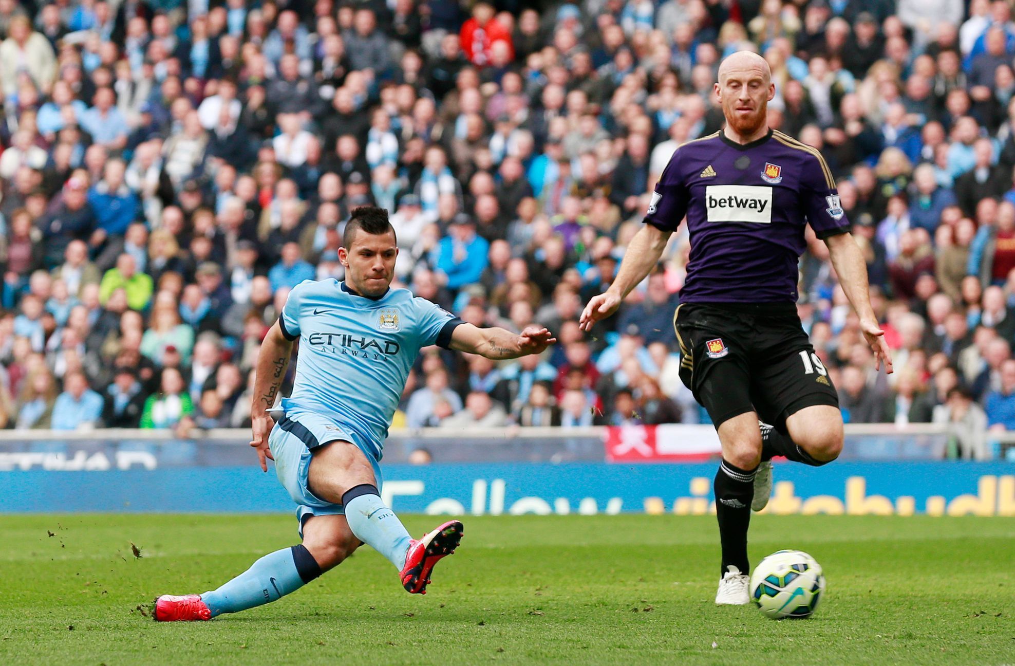 Football: Sergio Aguero scores the second goal for Manchester City