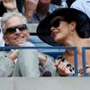 Actor Douglas and wife Zeta Jones attend the women's singles finals match between Roberta Vinci of Italy and compatriot Flavia Pennetta at the U.S. Open Championships tennis tournament in New York