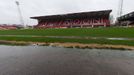 Soccer Football - League Two - Swindon Town v Scunthorpe United - The County Ground, Swindon, Britain - February 15, 2020   General view of rain pooling pitchside after t