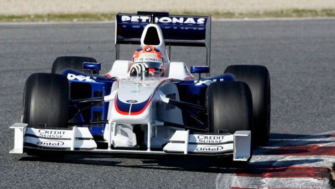Robert Kubica testuje nový monopost BMW Sauber pro rok 2009.
