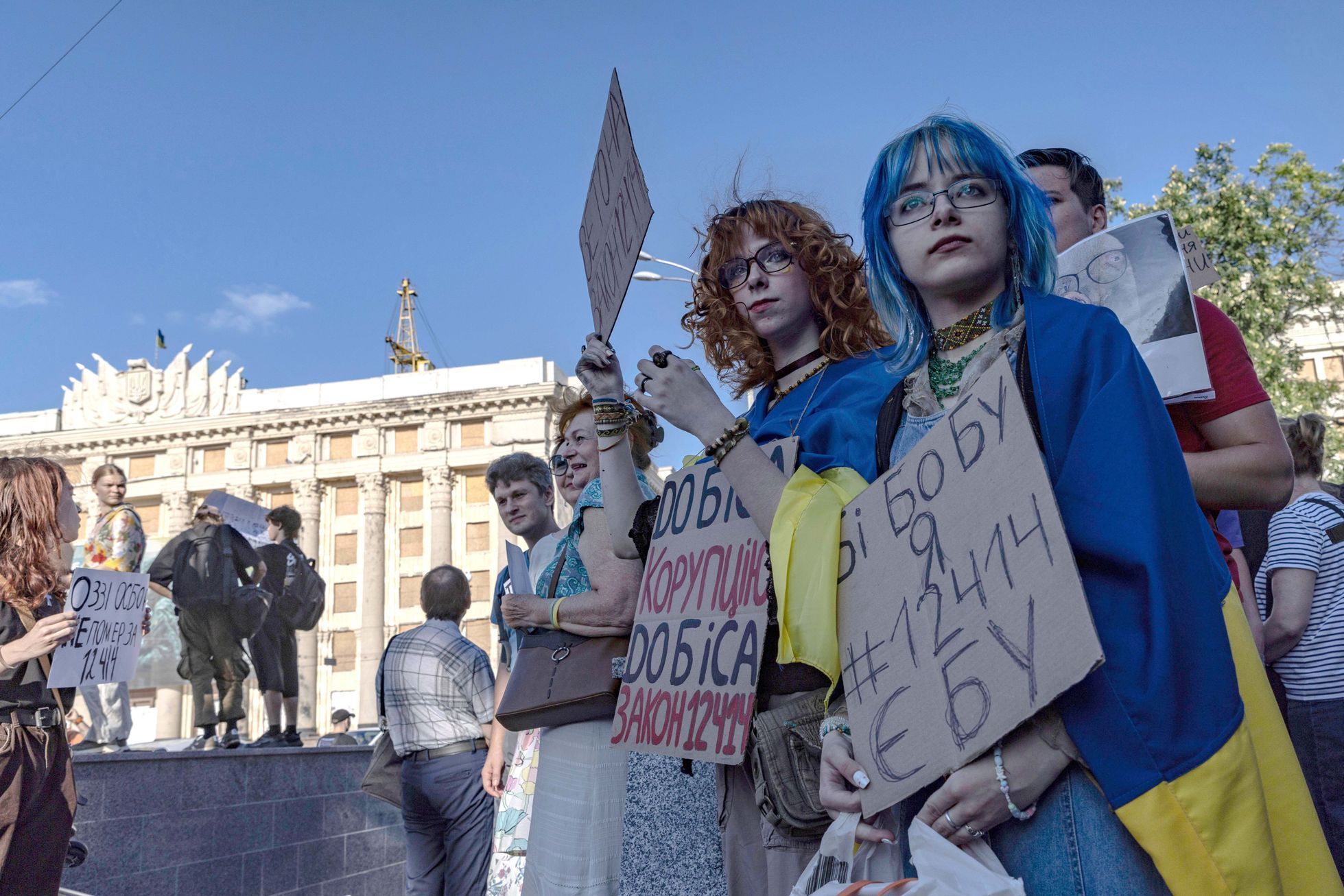 Ukrajina, protest, zákon, Zelenský
