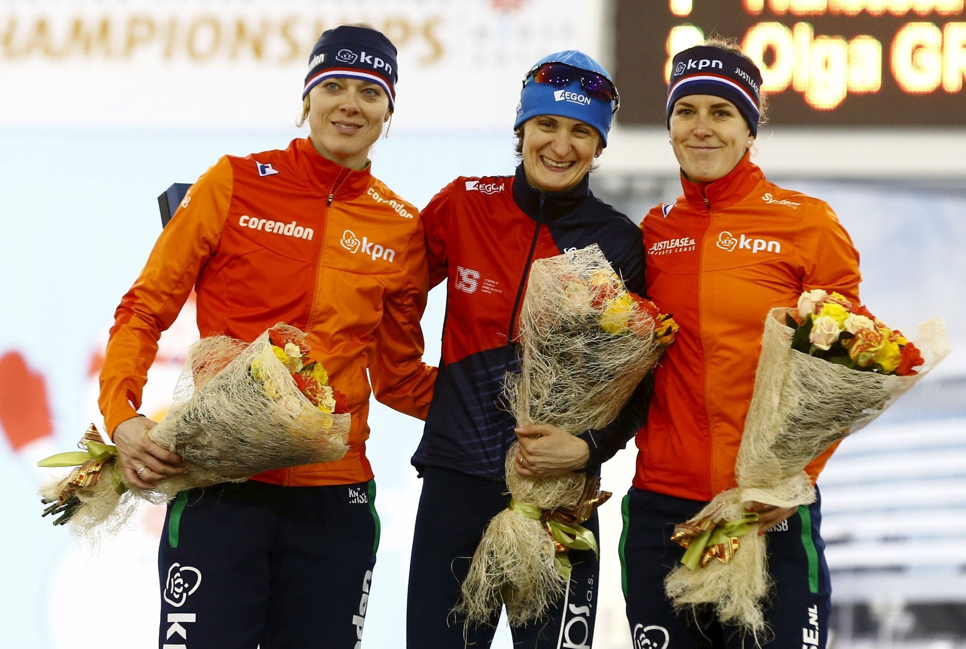 ME ve víceboji, 3000 m: Ireen Wüstová, Martina Sáblíková a Antoinette de Jongová