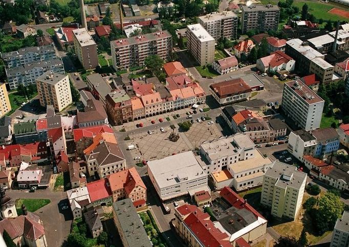 Letecký pohled na střed Rumburku