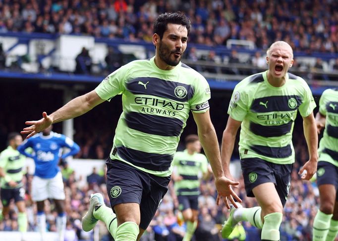 Ilkay Gündogan a Erling Haaland, Everton - Manchester City