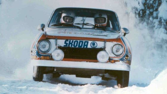 Škoda 130 RS za volantem s norským pilotem Johnem Hauglandem.