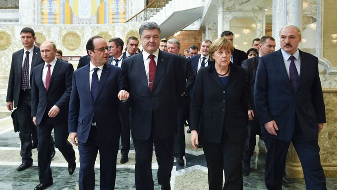 Jednání lídrů čtyř zemí letos v únoru v Minsku.