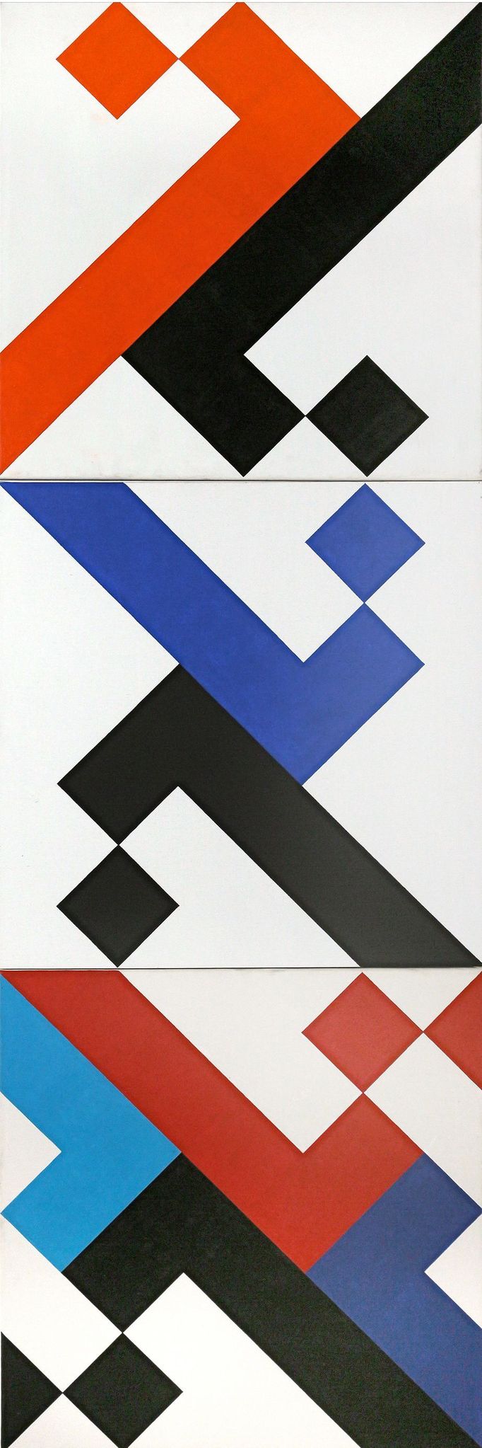 Geokonstrukce s elementy L, 2001, 70 x 70 cm, akryl, plátno.