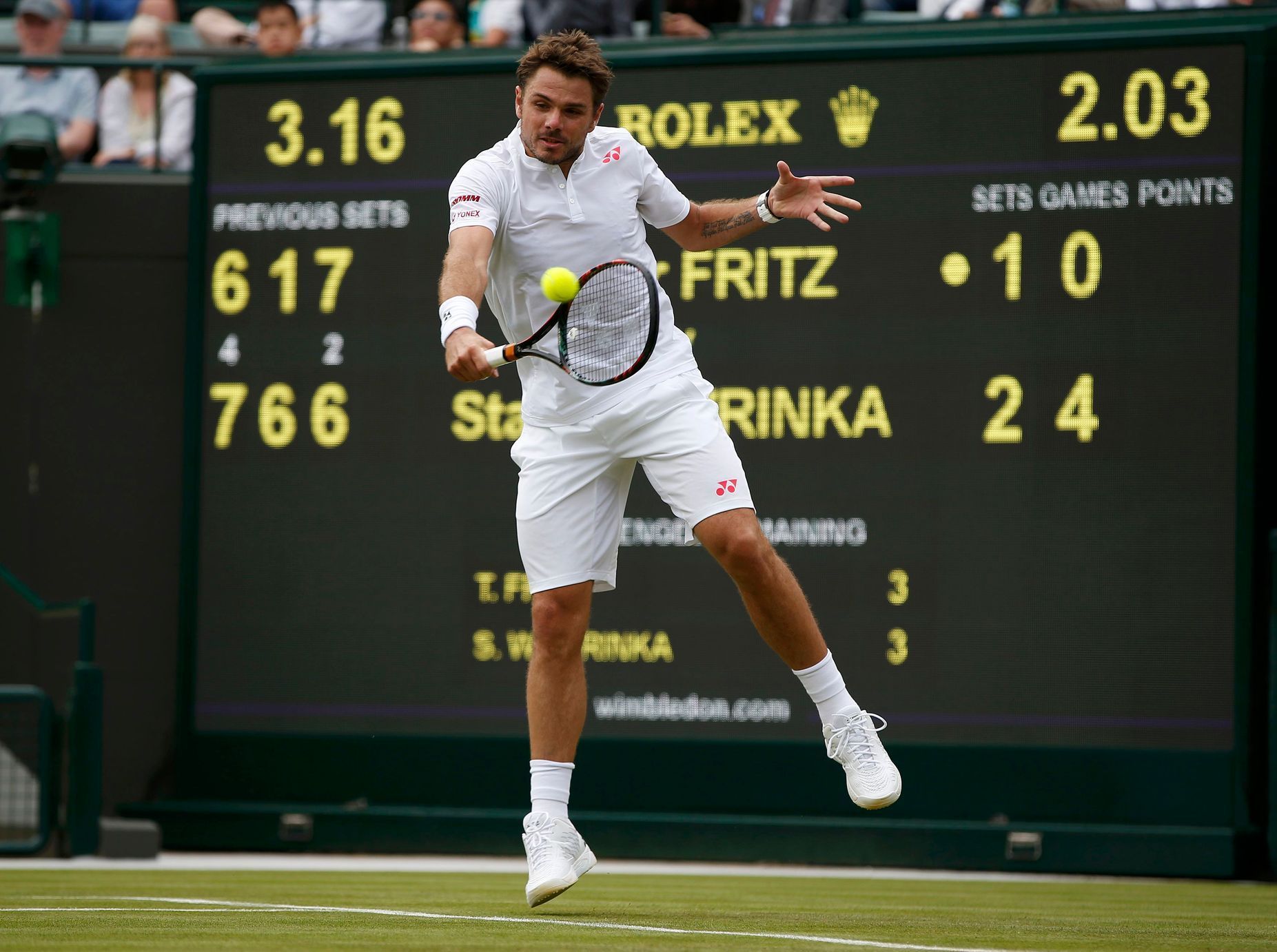 Stan Wawrinka v 1. kole Wimbledonu 2016