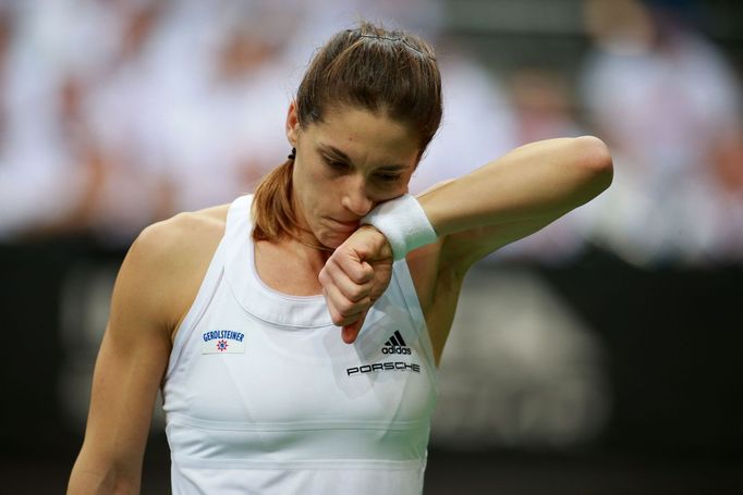 Fed Cup, finále 2014: Andrea Petkovicová v zápase s Petrou Kvitovou