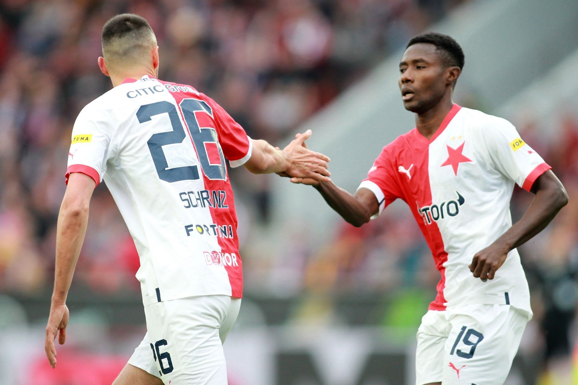 Ivan Schranz slaví gól v zápase 2. kola nadstavby F:L Sparta - Slavia